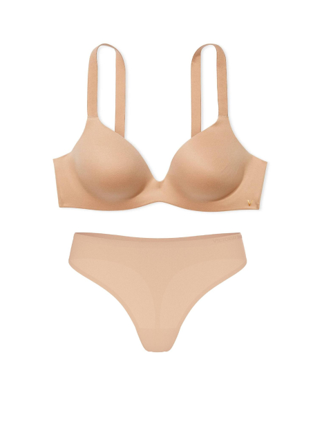 Женский комплект белья Victoria's Secret бюст и трусики тонг 1161988355 (Бежевый 32C/XS)