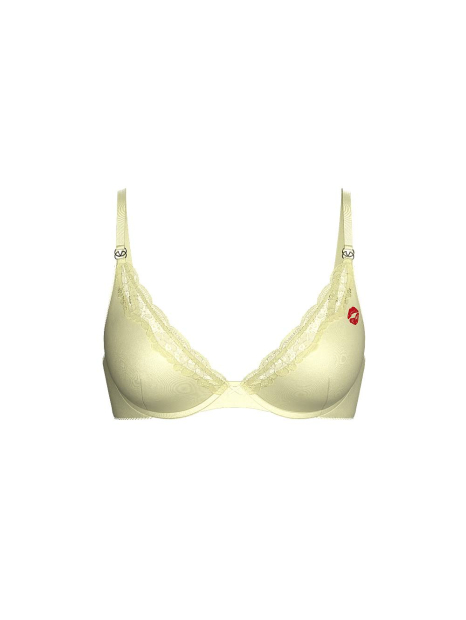 Гладкий комплект белья с кружевом и вышивкой Victoria's Secret бюст и трусики чики 1161963550 (Желтый 38D/XL)