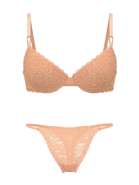 Комплект белья Victoria's Secret бюст и трусики тонг 1161966530 (Оранжевый 38С/L)