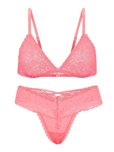 Комплект белья Victoria's Secret бралетт триангл и трусики тонг 1161994433 (Розовый M)