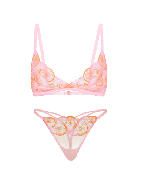 Комплект белья Victoria's Secret бралетт триангл и трусики тонг 1162066508 (Розовый L)
