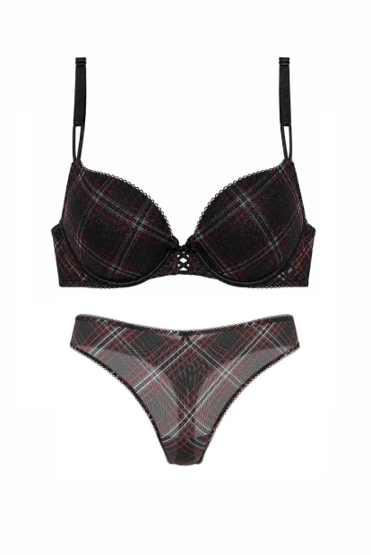 Комплект белья Victoria's Secret бюст и трусики тонг 1162066643 (Черный 34B/S)