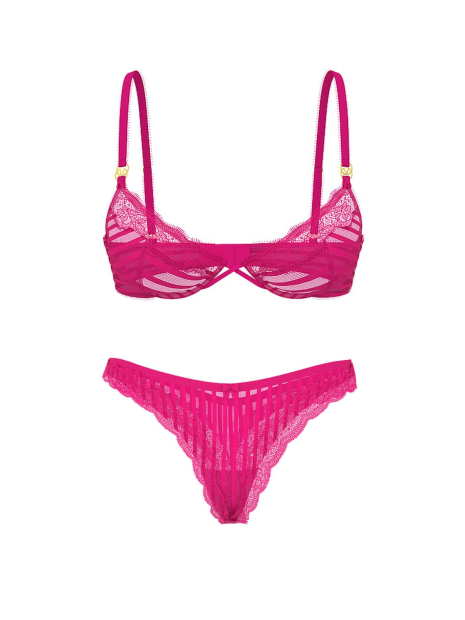 Комплект белья Victoria's Secret бюст и трусики тонг 1162083772 (Розовый 38D/XL)