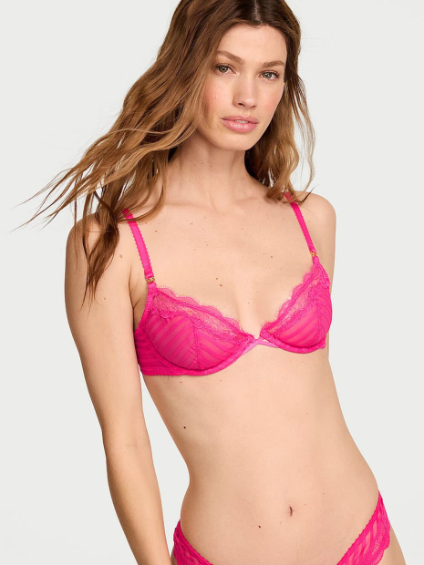 Комплект белья Victoria's Secret бюст и трусики тонг 1162083772 (Розовый 38D/XL)