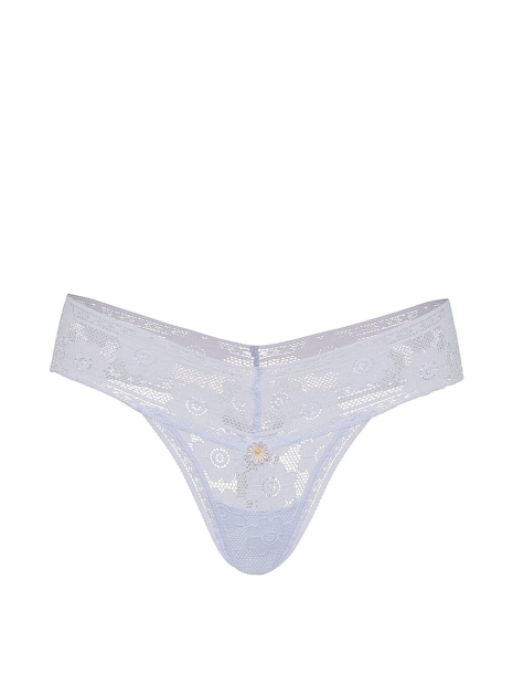 Кружевной комплект белья Victoria's Secret бралетт триангл и трусики тонг 1162153951 (Голубой S)