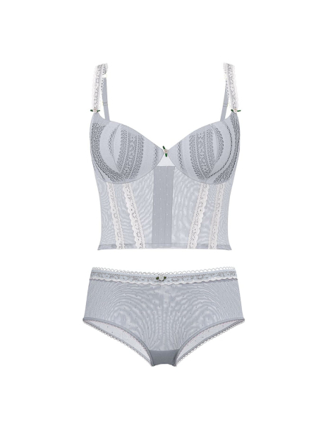 Комплект белья Victoria's Secret Pink корсетный топ и трусики чики 1162174618 (Голубой L)