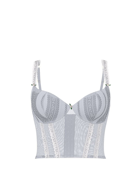 Комплект белья Victoria's Secret Pink корсетный топ и трусики чики 1162174618 (Голубой L)
