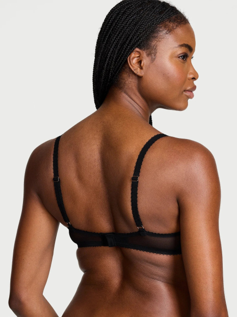 Комплект белья с вышивкой Victoria's Secret бюст и трусики чики 1162175677 (Черный 32C/XS)