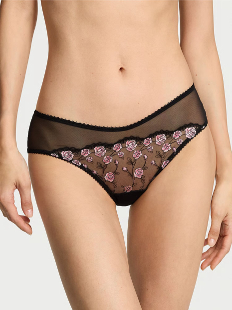 Комплект белья с вышивкой Victoria's Secret бюст и трусики чики 1162175677 (Черный 32C/XS)