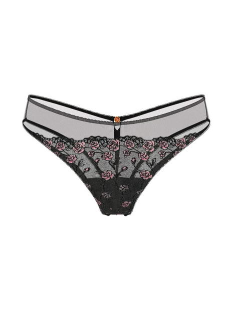 Комплект белья с вышивкой Victoria's Secret бюст и трусики чики 1162175677 (Черный 32C/XS)