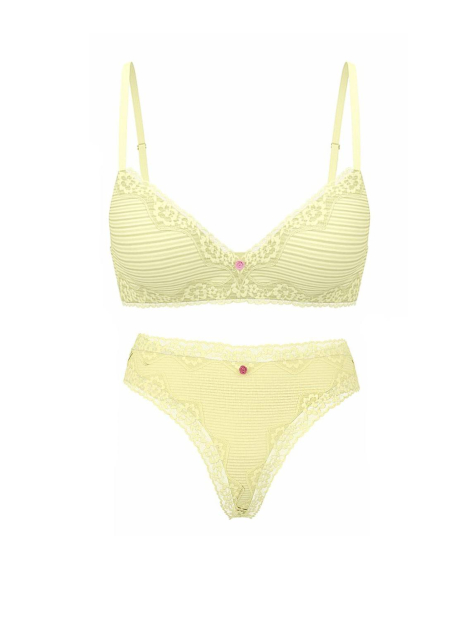 Комплект белья Victoria's Secret бюстгальтер и трусики тонг 1162177080 (Желтый 38C/XL)