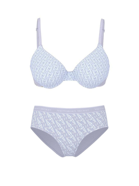 Женский комплект белья Victoria's Secret бюст Push-Up и трусики хипхаггеры 1162193280 (Голубой 38C/XL)