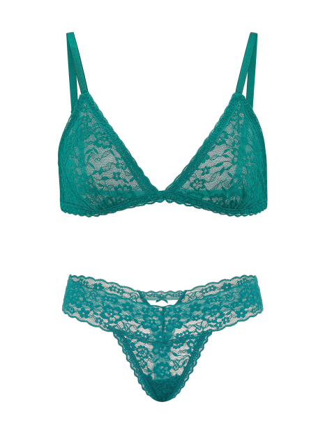 Комплект белья Victoria's Secret бралетт триангл и трусики тонг 1162232311 (Бирюзовый M)