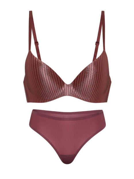 Женский комплект белья Victoria's Secret бюст и трусики тонг 1162235351 (Розовый 34A/XS)