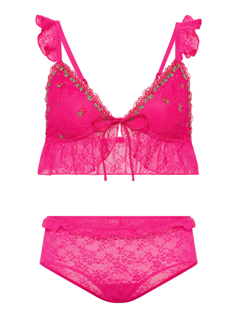 Комплект белья с вышивкой Victoria's Secret Pink бралетт и трусики чики 1162293644 (Розовый XXL)