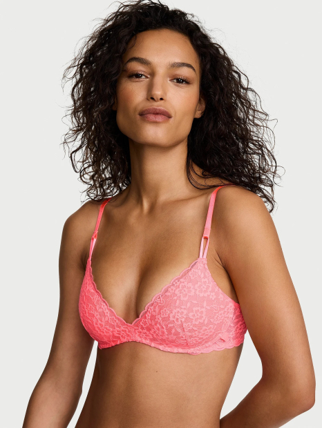 Кружевной комплект Victoria's Secret бюст Push-Up и трусики тонг 1162297008 (Розовый 36B/M)