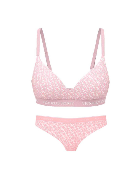 Женский комплект белья Victoria's Secret бюст и трусики тонг 1162322298 (Розовый 38C/XL)
