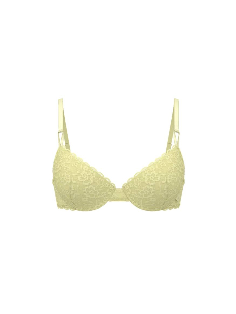 Женский кружевной комплект белья Victoria's Secret бюст Push-Up и трусики тонг 1162324073 (Желтый 34D/M)