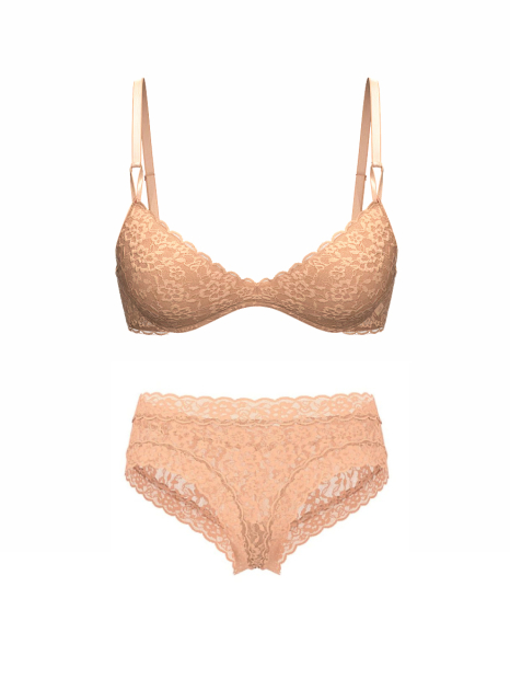 Кружевной комплект Victoria's Secret бюст Push-Up и трусики чики 1162386387 (Оранжевый 38D/L)