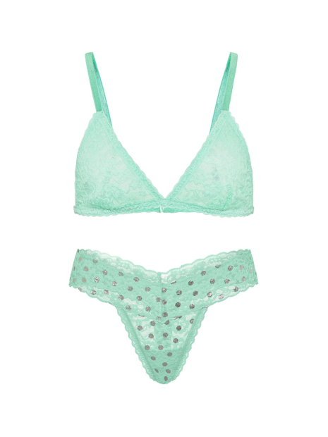 Комплект белья Victoria's Secret бралетт триангл и трусики тонг 1162501353 (Бирюзовый S)