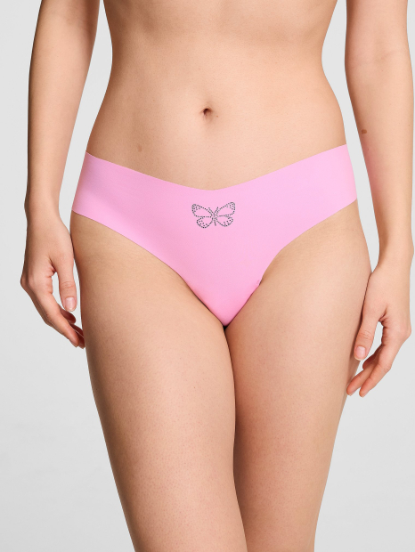 Комплект білизни зі стразами Victoria's Secret Pink погруддя та безшовні трусики тонг 1162583859 (Рожевий 38C/L)