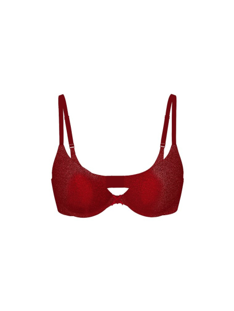 Комплект белья с шиммером Victoria's Secret бюстгальтер Push-Up и трусики бикини 1162691115 (Красный 34C/M)