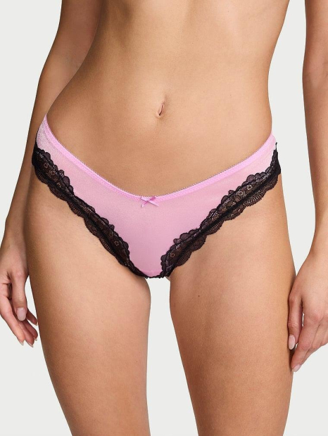Комплект белья с кружевом Victoria's Secret бралетт триангл и трусики тонг 1162701051 (Розовый XL)