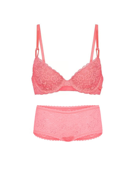Кружевной комплект Victoria's Secret бюст и трусики шортики 1162850021 (Розовый 34C/M)