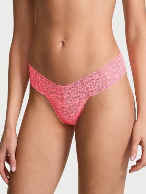 Женский кружевной комплект белья Victoria's Secret бюст Push-Up и трусики тонг 1162851924 (Розовый 34B/S)