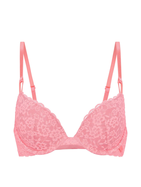 Женский кружевной комплект белья Victoria's Secret бюст Push-Up и трусики тонг 1162851924 (Розовый 34B/S)