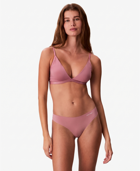 Женский комплект белья Calvin Klein бралетт триангл и трусики тонг 1162865003 (Розовый S)