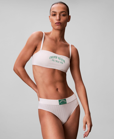 Женский комплект белья Calvin Klein топ бандо и трусики бикини 1162871998 (Молочный S)
