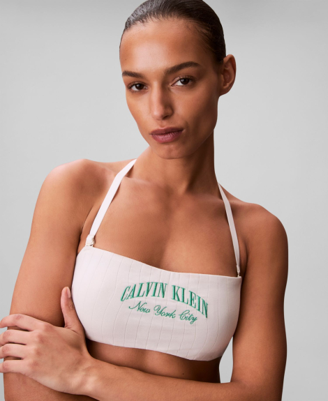 Женский комплект белья Calvin Klein топ бандо и трусики бикини 1162871998 (Молочный S)