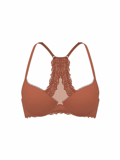 Комплект белья Victoria's Secret бюстгальтер и трусики тонг 1162872938 (Коричневый 34D/M)
