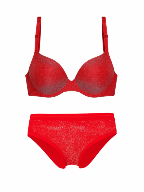 Комплект белья Victoria's Secret Pink бюстгальтер Push-up и трусики хипхаггеры 1162909880 (Красный 34A/XS)