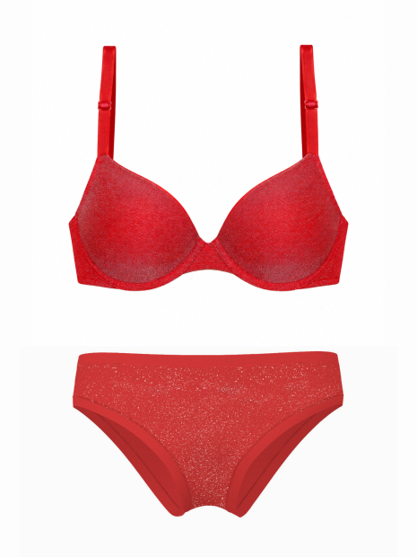 Комплект белья с блеском Victoria's Secret Pink бюстгальтер и трусики чики 1162911465 (Красный 34B/S)
