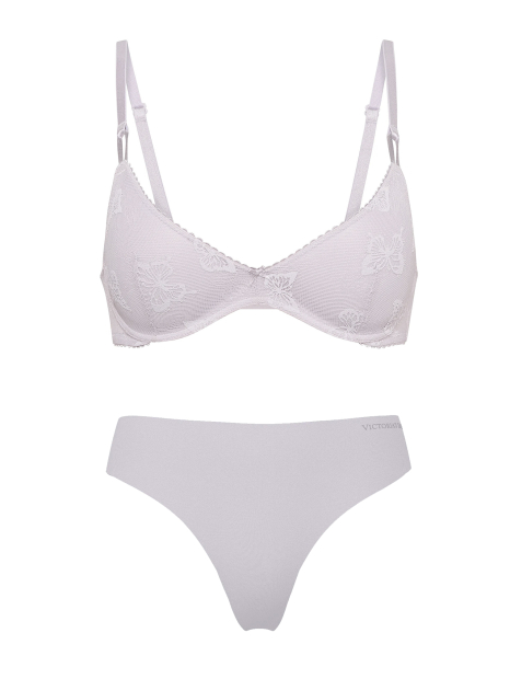 Женский комплект белья Victoria's Secret бюст Push-Up и трусики тонг 1162912997 (Сиреневый 36D/M)