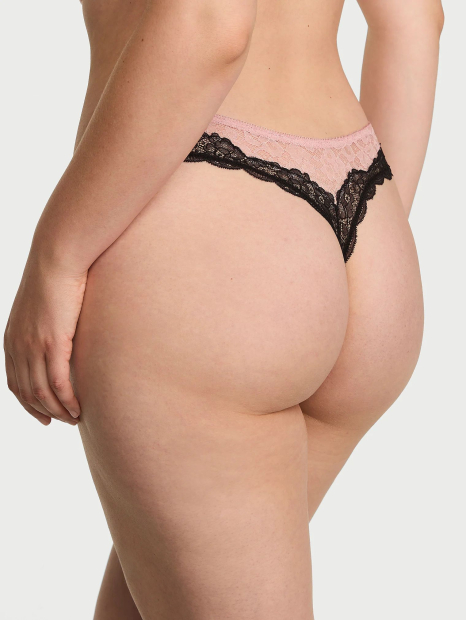Комплект білизни Victoria's Secret бралетт триангл та трусики тонг 1162991630 (Рожевий L)