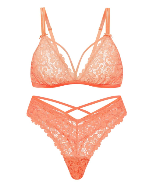 Комплект білизни Victoria's Secret бралетт та трусики тонг 1163082911 (Помаранчевий M)