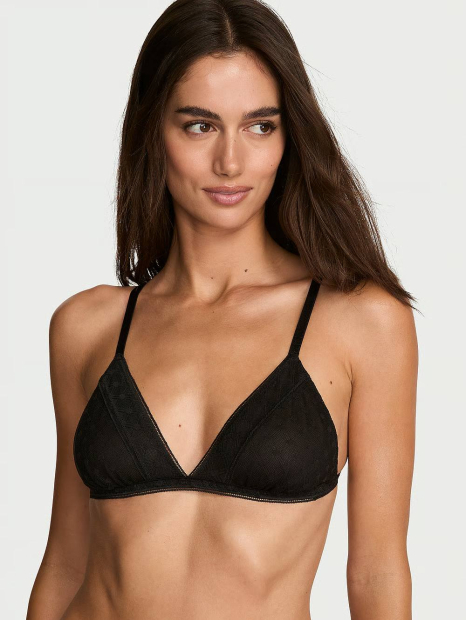 Комплект белья Victoria's Secret бралетт триангл и трусики тонг 1163242234 (Черный S)