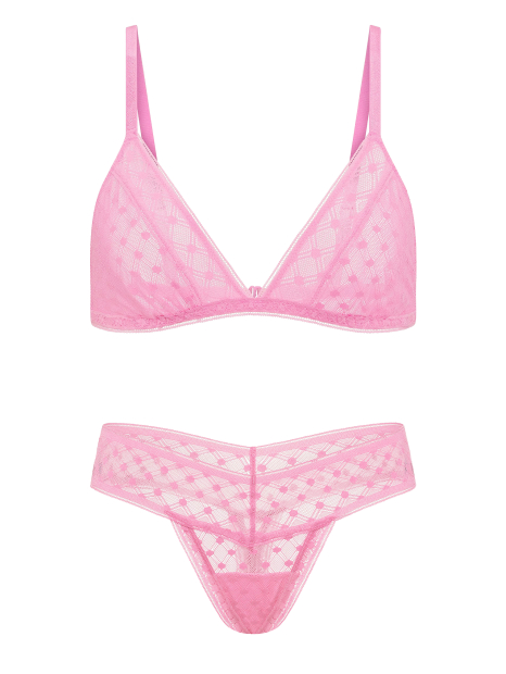 Комплект белья Victoria's Secret бралетт триангл и трусики тонг 1163373571 (Розовый XL)