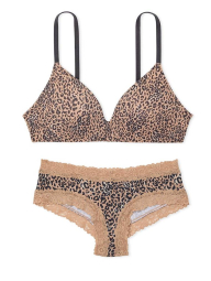 Комплект белья Victoria's Secret PINK бюст Push-up и трусики чики 1159834310 (Леопардовый 32C/S)