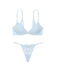 Кружевной комплект белья Victoria's Secret бюст и трусики стринги 1159838222 (Голубой 34B/S)