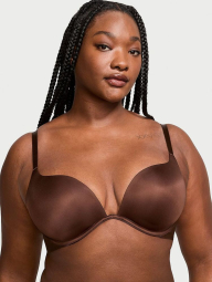 Гладкий комплект белья Victoria's Secret бюст и трусики тонг 1159838224 (Коричневый 38C/L)