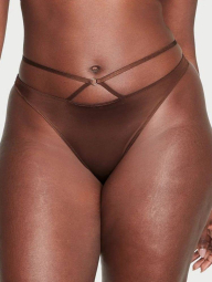 Гладкий комплект білизни Victoria's Secret погруддя та трусики тонг 1159838224 (Коричневий 36C/L)