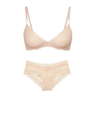 Кружевной комплект белья Victoria's Secret бюстгальтер Push-up и трусики чики 1159838255 (Бежевый 34C/S)
