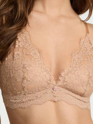 Кружевной комплект белья Victoria's Secret бралетт триангл и трусики бикини 1159838830 (Бежевый L)