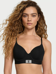 Женский комплект белья Victoria's Secret лиф и трусики танга 1159838580 (Черный 36B/M)