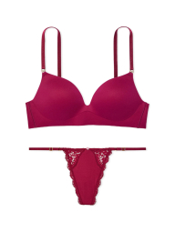Комплект білизни Victoria's Secret бюст Push-Up та трусики стрінги 1159838394 (Бордовий 34B/S)