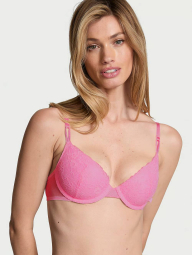 Жіночий комплект білизни Victoria's Secret бюстгальтер та трусики тонг 1159838470 (Рожевий 34C/M)